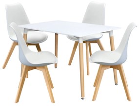Étkezőasztal 120x80 QUATRO fehér + 4 szék QUATRO fehér