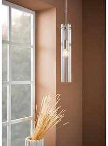 Ezüstszínű függőlámpa üveg búrával Tubo – Markslöjd