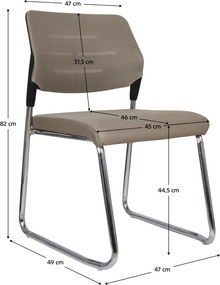 Tárgyalószék, világosbarna/króm, KLEDI