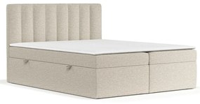 Bézs ágyneműtartós boxspring ágy 140x200 cm Novento – Maison de Rêve