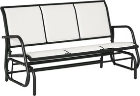 Outsunny 3 személyes kertibútor hintaszék fémből és légáteresztő hálós anyagból, 147x70x85cm, Bézs | Aosom