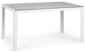 Bilbao, kerti asztal, 150 x 90 cm, polywood, alumínium, fehér/szürke