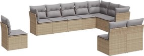 vidaXL 10 részes bézs polyrattan kerti ülőgarnitúra párnával