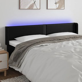 fekete műbőr LED-es fejtámla 183 x 16 x 78/88 cm