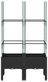 fekete polipropilén rácsos kerti ültetőláda 80 x 40 x 142,5 cm