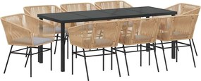 vidaXL Kert étkező szett párnával 9 pcs Barna Porszórt acél