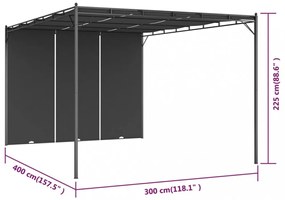 vidaXL antracitszürke kerti pavilon oldalfüggönnyel 4 x 3 x 2,25 m