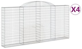 4 db íves horganyzott vas gabion kosár 300x30x140/160 cm
