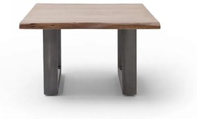 CARTAGENA dohányzó asztal akácfa 75x75cm - U alakú antikolt lábbal - Dió