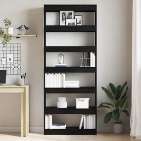 Fekete Könyvespolc Fekete Fa 80 x 30 x 198 cm Polc