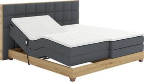 Elektromos állítható ágy, boxspring, sötétszürke/artisan tölgy, 180x200, TIANA