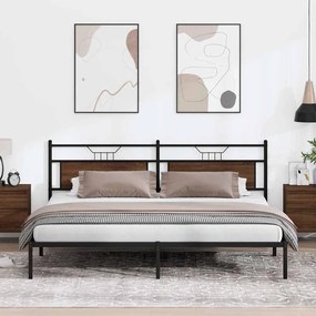 barna tölgy színű szerelt fa ágykeret matrac nélkül 193x203 cm