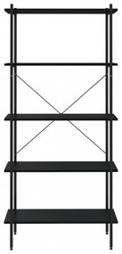 fekete 5 szintes polcrendszer 80x40x163 cm