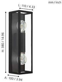 Eglo 99124 - Fürdőszobai fali lámpa AMEZOLA 2xE27/60W/230V IP44