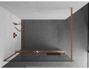 Mexen Kioto+, Walk-In zuhanyparaván polccal és akasztóval 120 x 200 cm, 8 mm átlátszó üveg, réz matt profil, 800-120-121-65-00