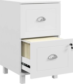 HOMCOM Irodai Fiókos Szekrény 2 Fiókkal, Zárható Íróasztali Fiók A4-es és Levélméretű Dokumentumokhoz 40x41.5x67.5 cm Fehér | Aosom