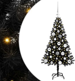 vidaXL Karácsonyfa 150 LED-del állvánnyal Fekete 120 cm PVC