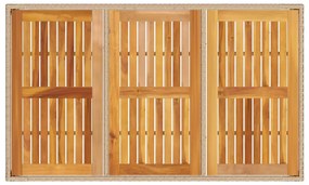 bézs polyrattan és akácfa kerti asztal 150 x 90 x 75 cm