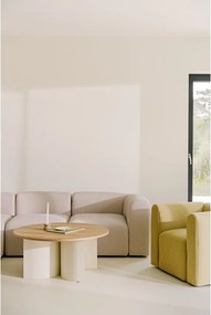 Krémszínű-natúr színű kerek dohányzóasztal kőrisfa dekoros asztallappal ø 95 cm Gavo – noo.ma