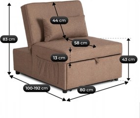 Dönthető, alvófunkciós fotel iberis 80 cm barna, fotel