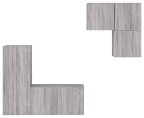 4 darab szürke sonoma színű szerelt fa fali TV-bútor