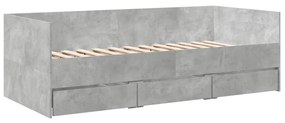 betonszürke kanapéágy fiókkal matrac nélkül 90x200 cm
