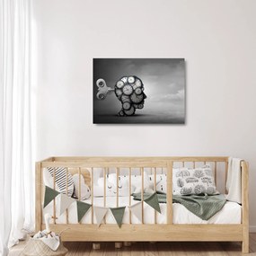Művészi kép egy fej órával (üvegen) (70x50 cm)