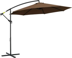 Outsunny Kábel nélküli Napernyő Ø300 cm állítható Napernyő UV Védelemmel Kézi Mechanizmussal, Piacra Szánt Napernyő, Kerti Napernyő erkélyhez, kerthez