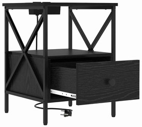 Éjjeliszekrény 2 pcs Musta tammi 41.5 x 40.5 x 55 cm Faanyag