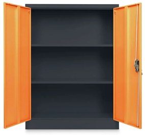 Közepes univerzális fém szekrény, 90 x 40 x 120 cm, hengerzár, narancs - ral 2004