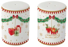 Karácsonyi porcelán só- borsszóró szett díszdobozban Magie de Noel