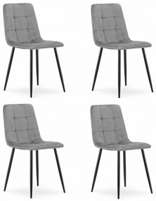 Világosszürke bársony szék KARA fekete lábakkal