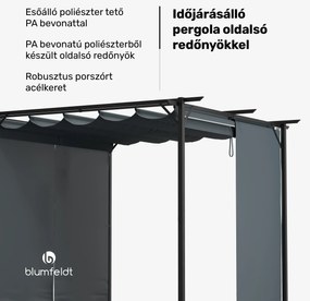 Blumfeldt Pantheon Robust Pergola, 3x3 m időjárásálló porszórt acél oldalsó redőnyökkel