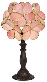 Tiffany asztali lámpa rózsaszín virágos 38 cm