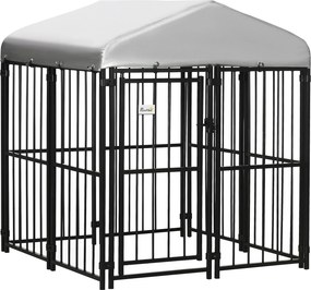PawHut Közepes és Kicsi Kutyák Számára Kialakított Kenel, Tetővel Ellátott Kutyaház 122x122x138cm | Aosom