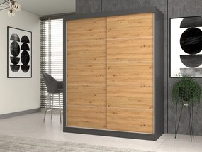 Aldabra IGA 160 C tolóajtós gardróbszekrény 120x61x200, díszcsíkos, antracit- tölgy