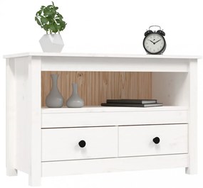 fehér tömör fenyőfa TV-szekrény 79 x 35 x 52 cm