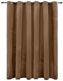 bézsszínű bársony sötétítőfüggöny fémkarikákkal 290 x 245 cm