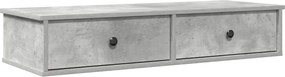 vidaXL betonszürke szerelt fa falipolc fiókokkal 100 x 37,5 x 19 cm