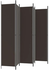 6 paneles barna szövet paraván 300 x 220 cm
