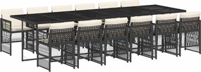 vidaXL 13 részes fekete polyrattan kerti ülőgarnitúra párnákkal