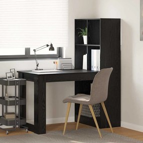 Asztal polcokkal Musta tammi 122 x 67 x 145 cm Faanyag