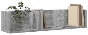 2 db szürke sonoma színű szerelt fa faliszekrény 75x18x16,5 cm