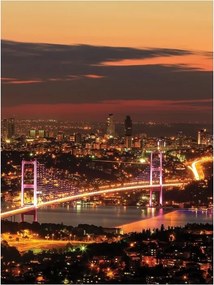 Fotótapéta Isztambul éjszaka Boszporusz város fények Törökország 206x275 +ragasztó