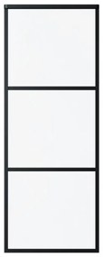 fekete ESG üveg és alumínium tolóajtó 3 paneles 76 x 205 cm