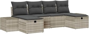 vidaXL Kerti Kanapé Szett párnával 6 pcs Világosszürke polirattan