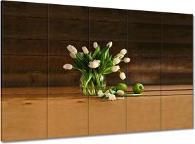 Vászonkép 100x70 Fehér tulipánok vázában