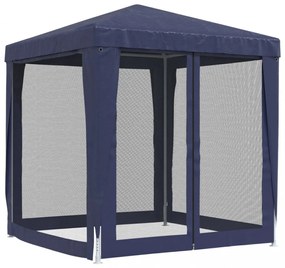 kék HDPE rendezvénysátor 4 hálós oldalfallal 2 x 2 m