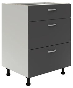 Benita 3 fiókos Alsó konyhaszekrény Antracit-Fehér 60x50x80 cm