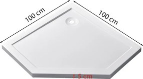 Celtic 100x100 cm ötszögletű zuhanykabin zuhanytálcával fekete